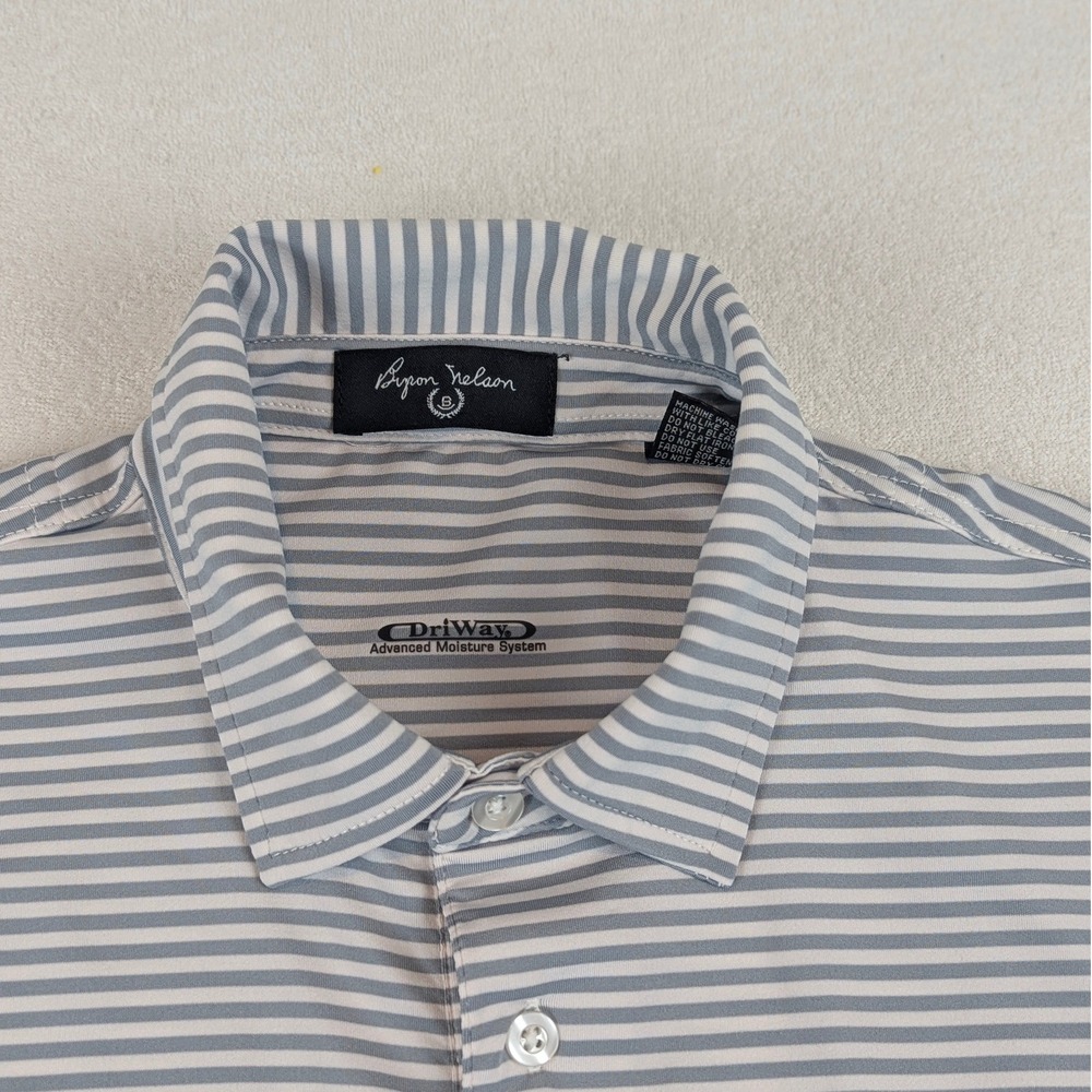Byron Nelson Mens DriWay Striped Polo Shirt Heritage Harbour Golf Club Blue M - Picture 3 of 13